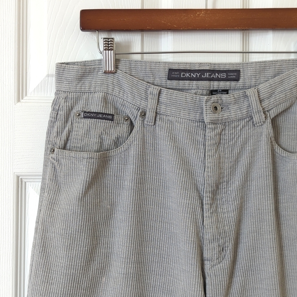 DKNY Jeans Y2K Vintage Classic Corduroy Relaxed Fit Straight Leg Pants Gray 34 - Picture 12 of 14